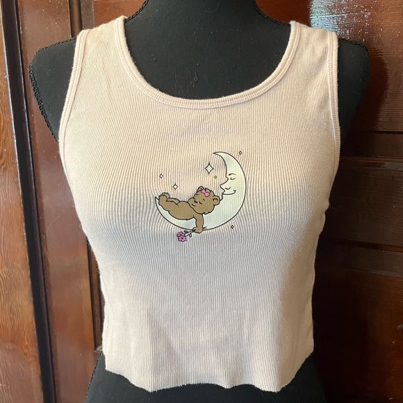 PacSun Tops - Pacsun Teddy Bear Moon Cropped Ribbed Tank Top